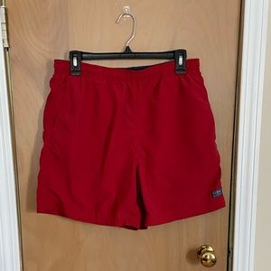 LL Bean red swim trucks